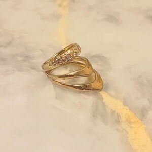 NWT Alexis Bittar 10KT Gold Swarovski Crystal Pave Draping Party Cocktail Ring 8